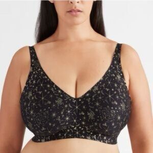 KNIX Revolution V-Neck Bra Stargazer Black Metallic Celestial Pattern XL ++